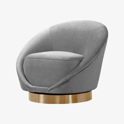 My Furniture Selini Swivel Chair - Dove Grey - Brass Base