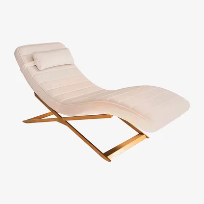 My Furniture Dexter Chaise Longue Chalk and Brass