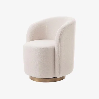 My Furniture West End Swivel Dining Chair - Ivory Borg- Brass Base