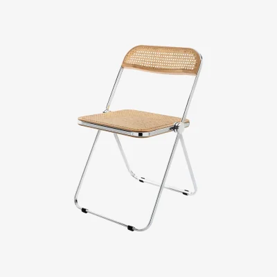 Made in Design Plia Folding chair cane & fibres beige / Straw - Giancarlo Piretti, 1967 - Vienna Straw - ANONIMA CASTELLI