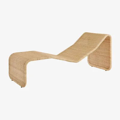 Made in Design P3S Reclining chair cane & fibres beige / Hand-woven Rattan - Reissue 1964 - Gubi