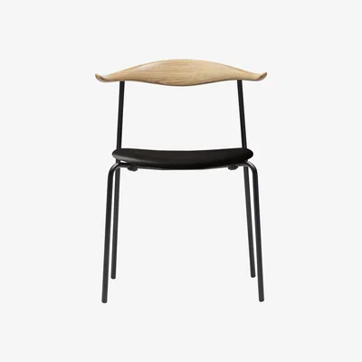 Made in Design Stacking chair CH88P leather / Hans J. Wegner, 1955 - Leather padded seat