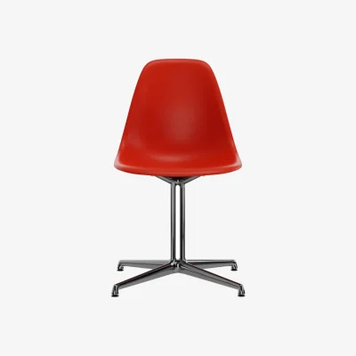 Made in Design RE DSL - Eames Plastic Side Chair Chair plastic material red / (1950) - Base La Fonda / Recycled - Vitra