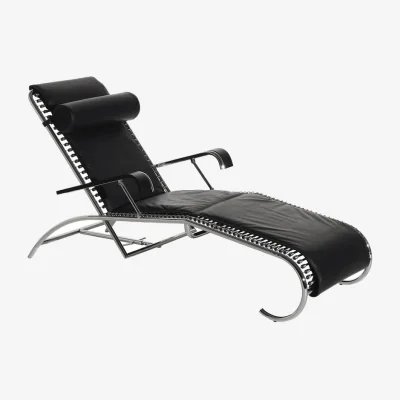 Made in Design Sandows N°114 Reclining chair leather black / Reissue 1927 - Reclining backrest - Petite Friture