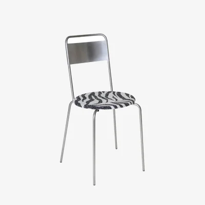 Made in Design Petit Rond INDOOR Stacking chair metal / Zebra-print fabric seat - Frama