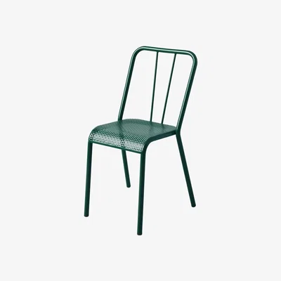 Made in Design T37 Tressée Stacking chair metal green / Reédition 1937 - Woven seat - Tolix