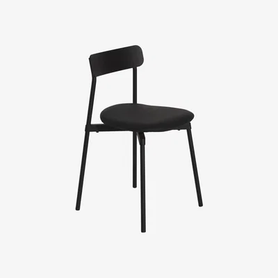 Made in Design Fromme Stacking chair wood black / Leather seat - Petite Friture
