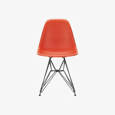 Made in Design Chair RE DSR - Eames Plastic Side Chair plastic material / (1950) - Black legs / Recycled - Vitra