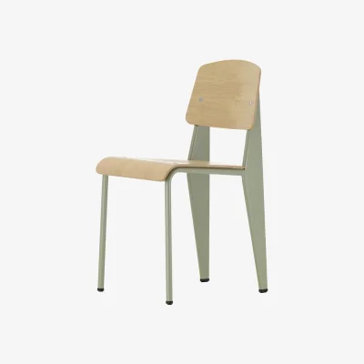 Made in Design Standard Chair grey natural wood / Jean Prouvé, 1934 - Metal & wood - Vitra