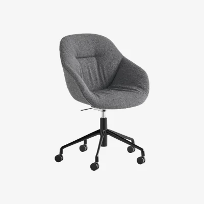 Made in Design About a chair AAC155 SOFT Armchair on casters textile grey / Thick padding - Full Fabric - Hay