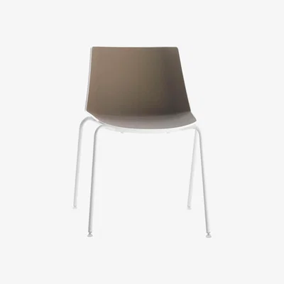 Made in Design Aïku Stacking chair - / Metal rounf legs by MDF Italia White/Grey