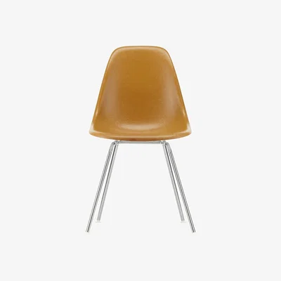 Made in Design DSX - Eames Fiberglass Side Chair Chair - /(1950) - Chromed feet by Vitra Yellow