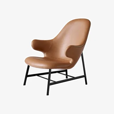 Nordic Nest &Tradition Catch JH13 lounge chair Leather silk cognac black powder coated legs