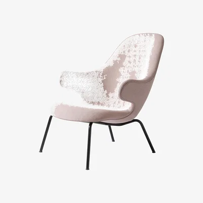 Nordic Nest &Tradition Catch JH14 lounge chair Fiord 521 pink-black steel legs