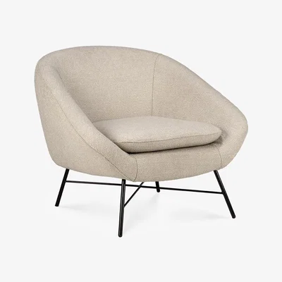 Nordic Nest Ethnicraft Barrow lounge armchair Off white-Black metal