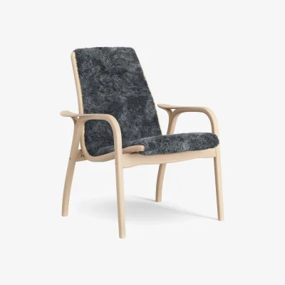 Nordic Nest Swedese Laminett armchair Sheepskin Charcoal-lacquered beech