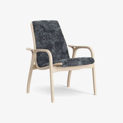 Nordic Nest Swedese Laminett armchair Sheepskin Charcoal-white pigmented oak