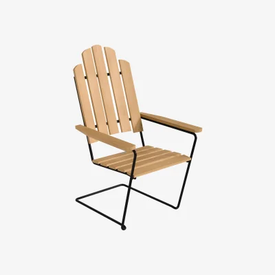 Nordic Nest Grythyttan Stålmöbler A3 sun chair Oiled oak–black steel frame