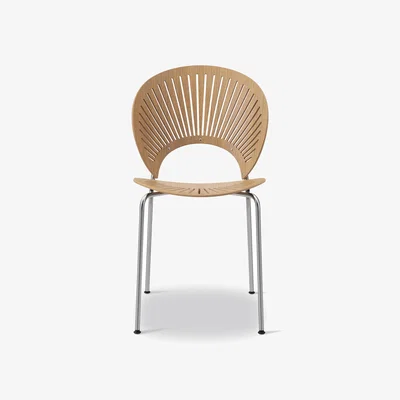 Nordic Nest Fredericia Furniture Trinidad 3398 chair Oiled oak-stainless brushed steel