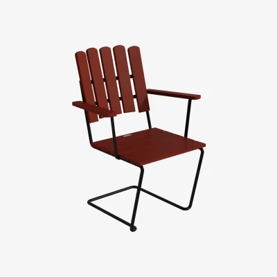 Nordic Nest Grythyttan Stålmöbler A2 armchair Dark red lacquered oak–black steel frame