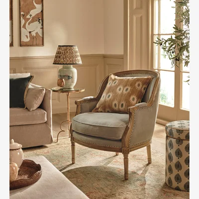 OKA OKA, Arbre Linen Armchair - Ice Blue, Armchair