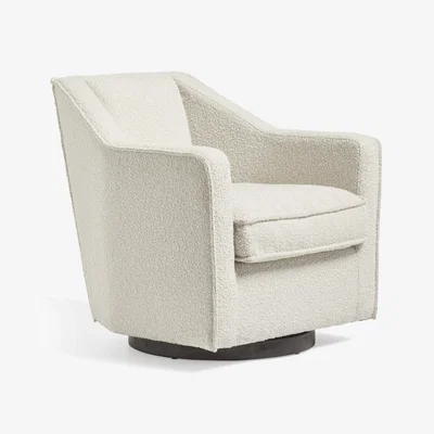 OKA OKA, George Bouclé Swivel Armchair - Large - Milky White, Armchair