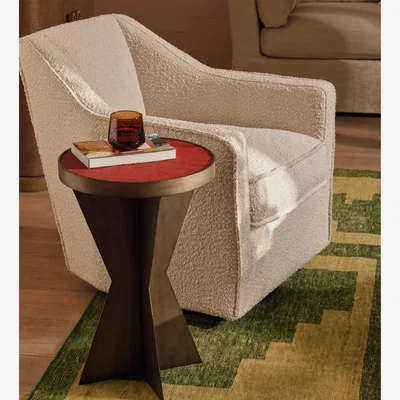 OKA OKA, George Bouclé Swivel Armchair - Large - Almond, Armchair