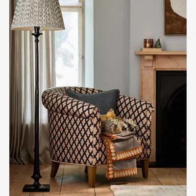 OKA OKA, Coniston Serigraph Linen Armchair - Black/Natural, Armchair