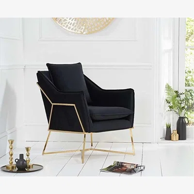 Oak&More Ex-display London Black Velvet Accent Chair