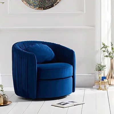 Oak&More Sarah Blue Velvet Swivel Chair