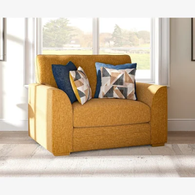 Oak&More Jasper Ochre Chenille Fabric Love Chair