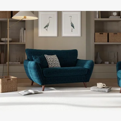 Oak&More Palma Teal Chenille Fabric Love Chair