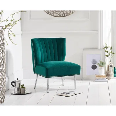 Oak&More LAST ONE REMAINING Lena Green Velvet Accent Chair