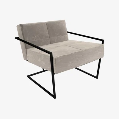 Olivia's Gillmore Federico Mushroom Grey Velvet With Black Frame Occasional Chair
