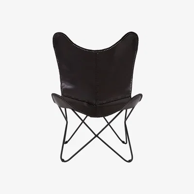 Olivia's Olivia's Soft Industrial Collection - Buffs Leather Butterfly Chair in Black