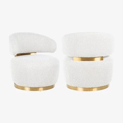 Olivia's Richmond Maxime Swivel Chair White Bouclé