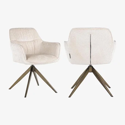 Olivia's Richmond Aline Swivel Chair White Chenille Velvet