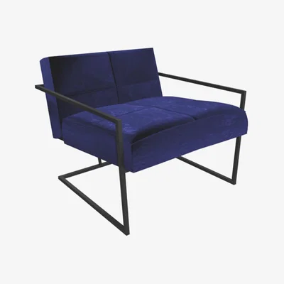 Olivia's Gillmore Federico Midnight Blue Velvet With Black Frame Occasional Chair