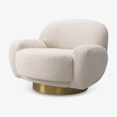 Olivia's Eichholtz Udine Swivel Chair in Bouclé Cream