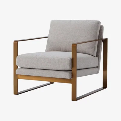 Olivia's TA Studio Bower Club Chair Matrix Marble with Brass Leg