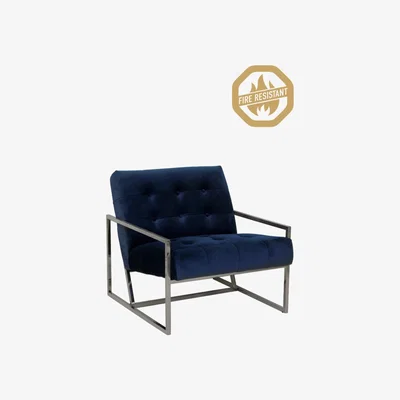 Olivia's Light & Living Geneve Fr Occasional Chair Blue And Nickel