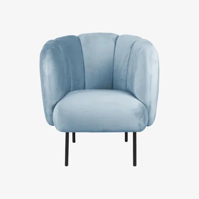 Olivia's Leitmotiv Tulip Velvet Chair in Soft Blue