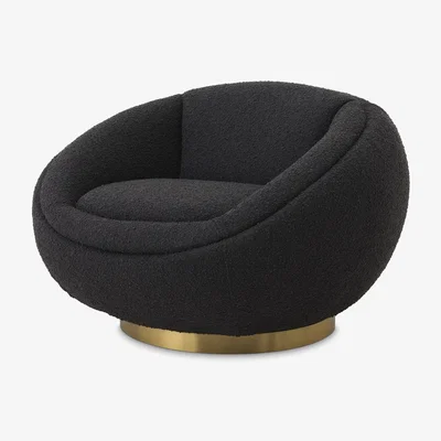 Olivia's Eichholtz Bollinger Swivel Chair in Bouclé Black