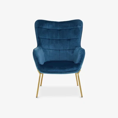 Olivia's Olivia's Scarlett Accent Chair in Blue Velvet & Gold Legs