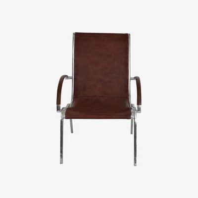 Olivia's Libra Iconic Bolero Aluminium And Tan Leather Armchair