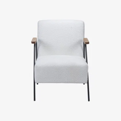 Olivia's Olivia's Brodie Bouclé Chair With Black Legs and Wooden Arms