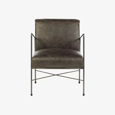 Olivia's Olivia's Soft Industrial Collection - Hodnet Ebony Leather Lounge Chair