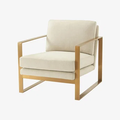 Olivia's TA Studio Bower Club Chair Kendal Linen with Nickel Leg