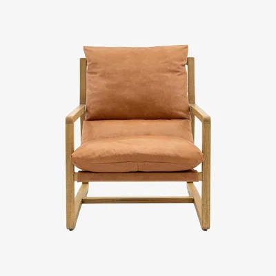 Olivia's Gallery Interiors Griffin Lounge Chair in Vintage Brown Leather