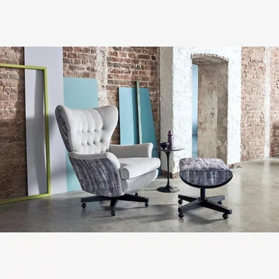 Downtown Jay Blades X G Plan Broadway Swivel Chair - Body Accent Fabric, Leather, Star